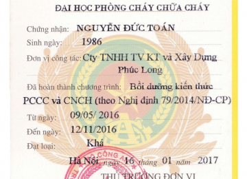 CHỨNG CHỈ HÀNH NGHỀ TƯ VẤN VỀ PHÒNG CHÁY CHỮA CHÁY