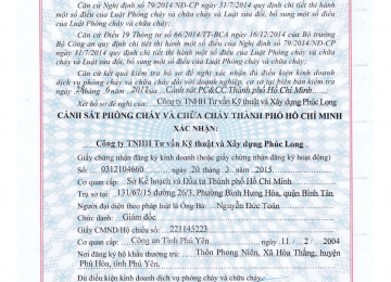 GIẤY XÁC NHẬN ĐỦ ĐIỀU KIỆN KINH DOANH DỊCH VỤ PCCC